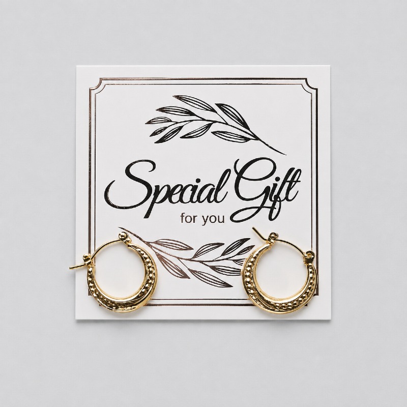 ✨ Gold Textured Hoop Earrings – "Special Gift" photo 2