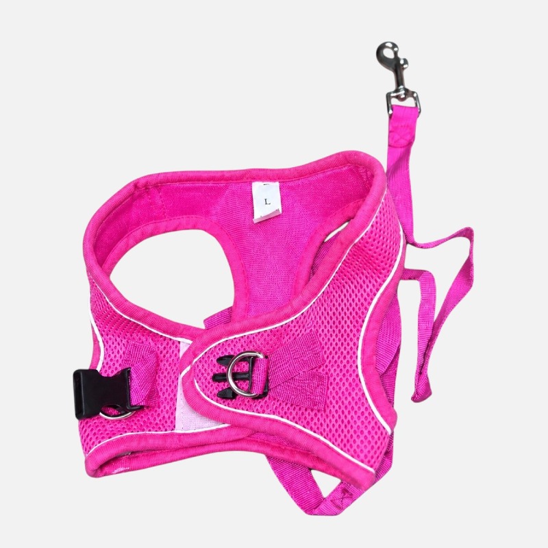 Soft Dog Harness & Lead Set – Pink