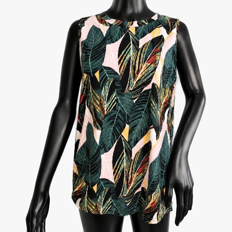Ladies Tropical Leaf Print Sleeveless Top