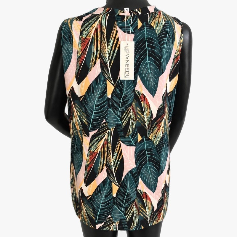 Ladies Tropical Leaf Print Sleeveless Top photo 2