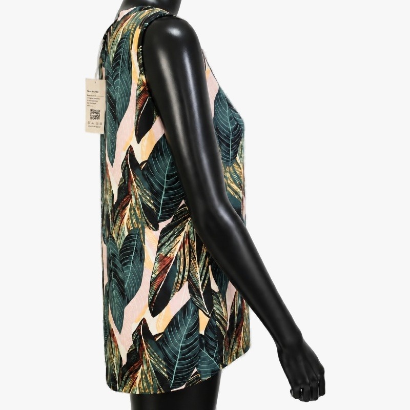 Ladies Tropical Leaf Print Sleeveless Top photo 3