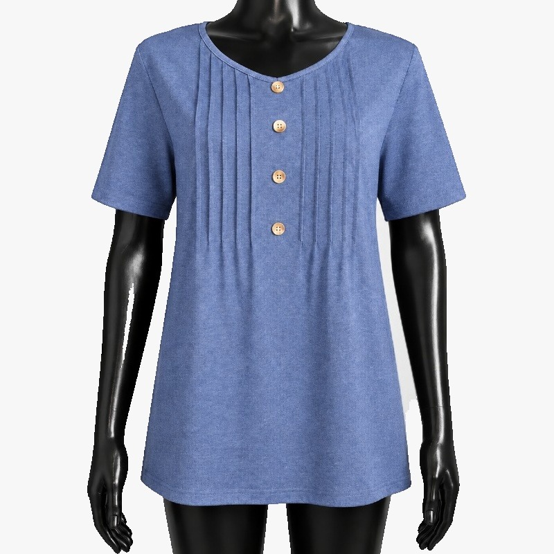 Ladies Grace & Elle Pintuck Button Front T - Shirt photo 4