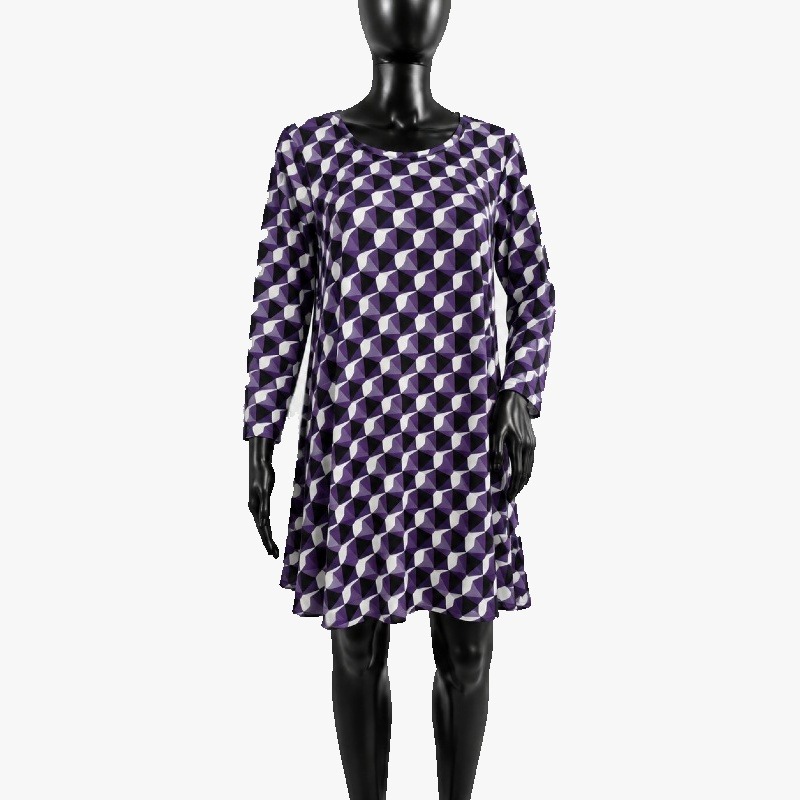 Ladies Geometric Diamond Print Swing Dress
