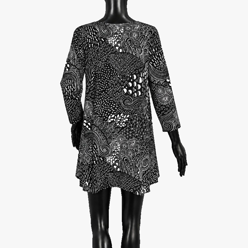 Ladies Abstract Doodle Print Swing Dress photo 2