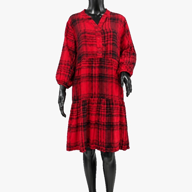 Red Tartan Check Smock Dress – Sparkle Detail