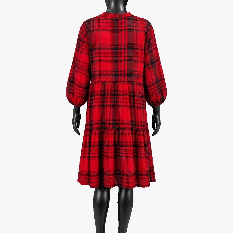 Red Tartan Check Smock Dress – Sparkle Detail photo 2