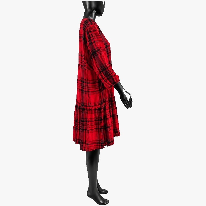 Red Tartan Check Smock Dress – Sparkle Detail photo 3