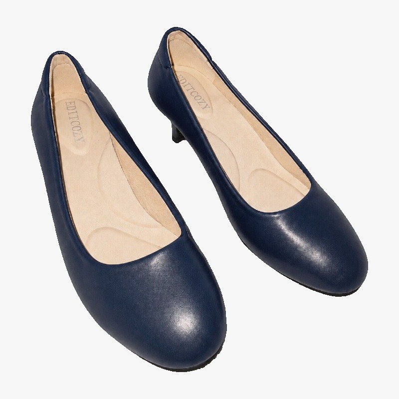Navy Kitten Heel Court Shoes