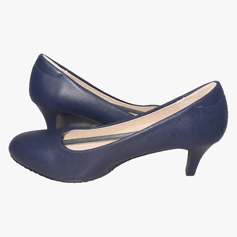 Navy Kitten Heel Court Shoes photo 4