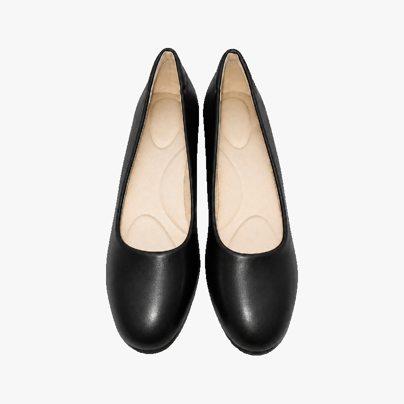 Black Kitten Heel Court Shoes