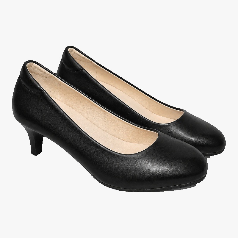 Black Kitten Heel Court Shoes photo 2