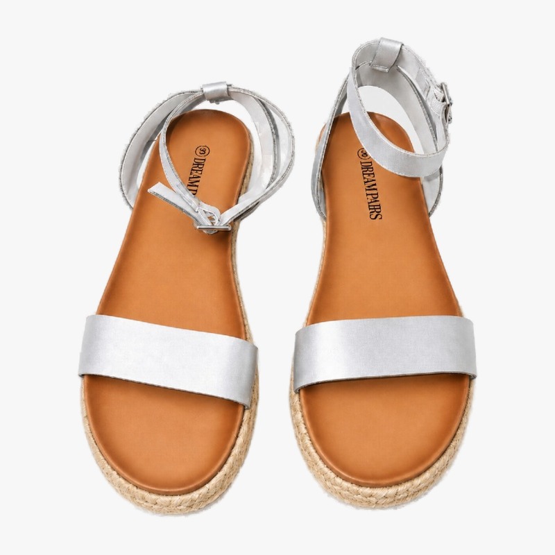 Dream Pairs Silver Espadrille Platform Sandals