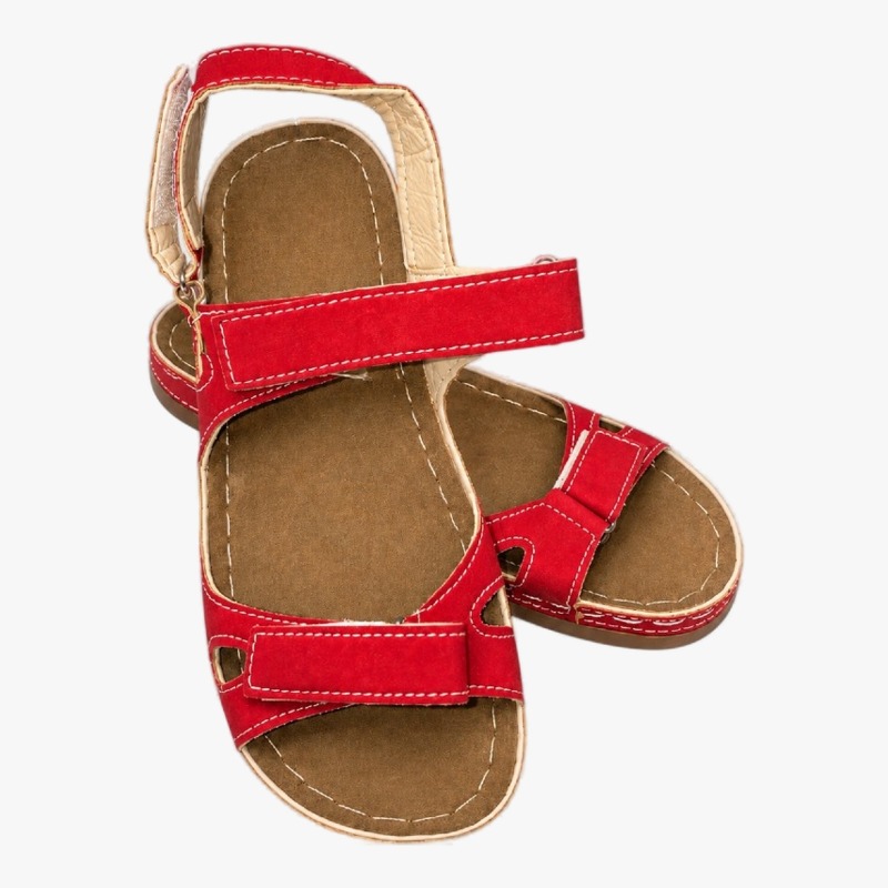 Women's Red Strap Sandals – Contrast Stitch Detail photo 2