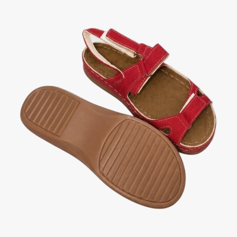 Women's Red Strap Sandals – Contrast Stitch Detail photo 3