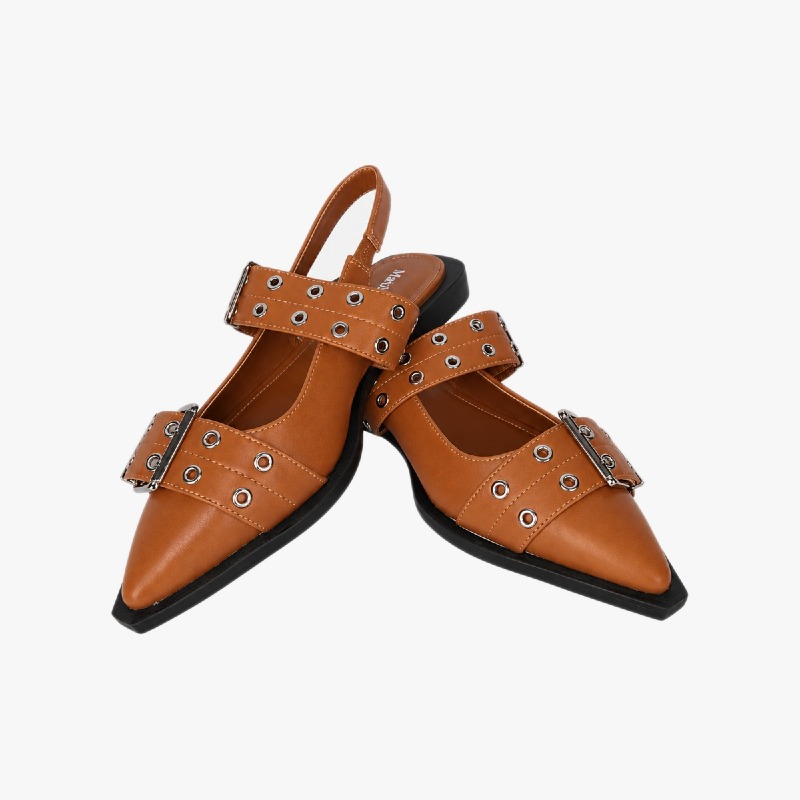 MaxMuxun Pointed Toe Slingback Flats – Tan photo 3