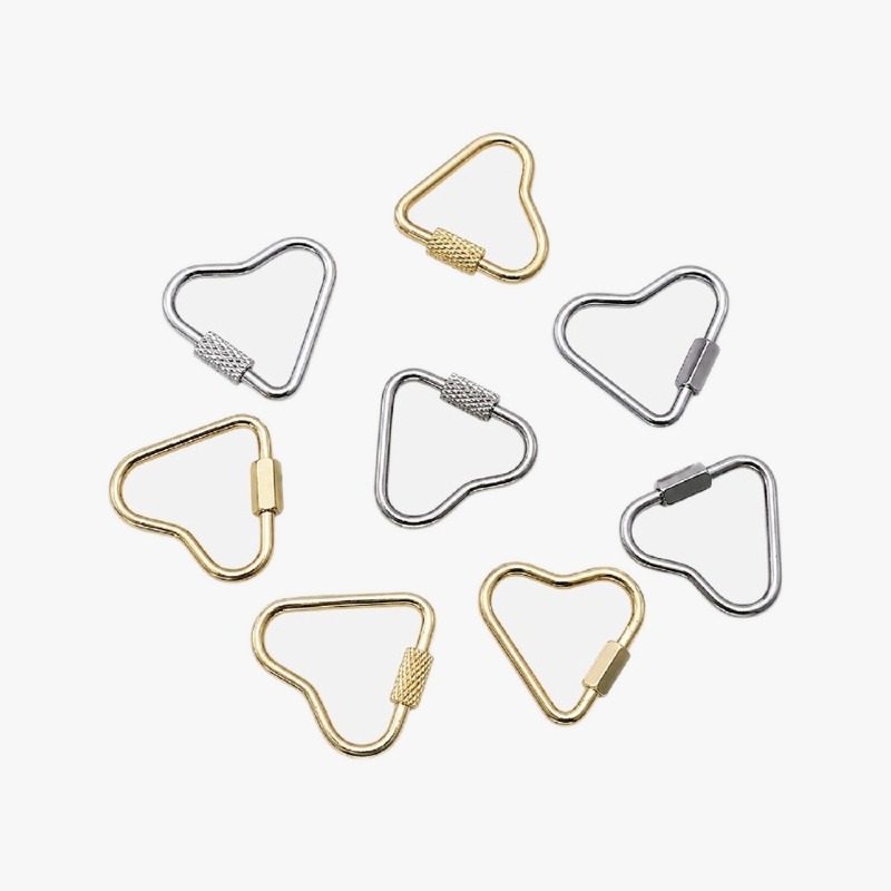 Heart-Shaped Screw-Lock Carabiner Keyring – Gold or Silver photo 2