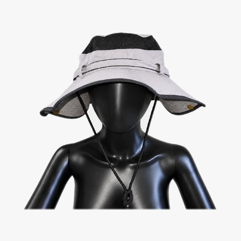 Grey Wide Brim Sun Hat with Mesh Crown photo 2