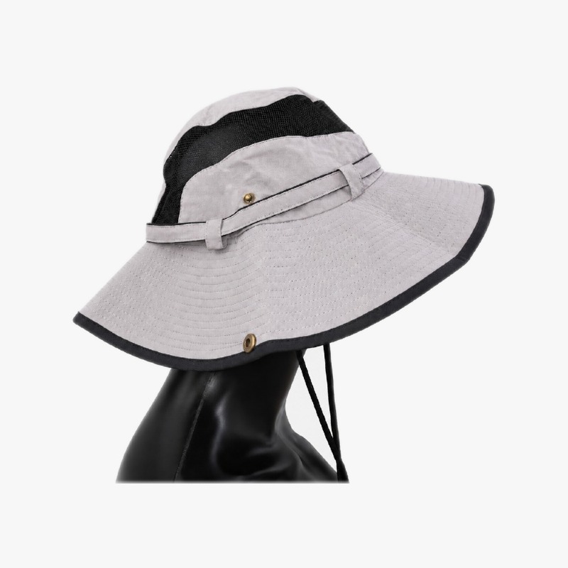 Grey Wide Brim Sun Hat with Mesh Crown photo 3