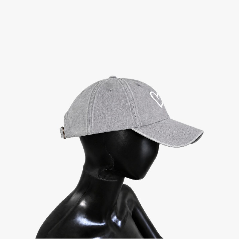 Grey Washed Ponytail Cap with Heart Embroidery photo 2