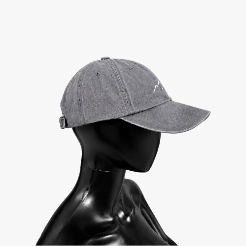 Grey Washed Ponytail Cap with Mountain Embroidery photo 2