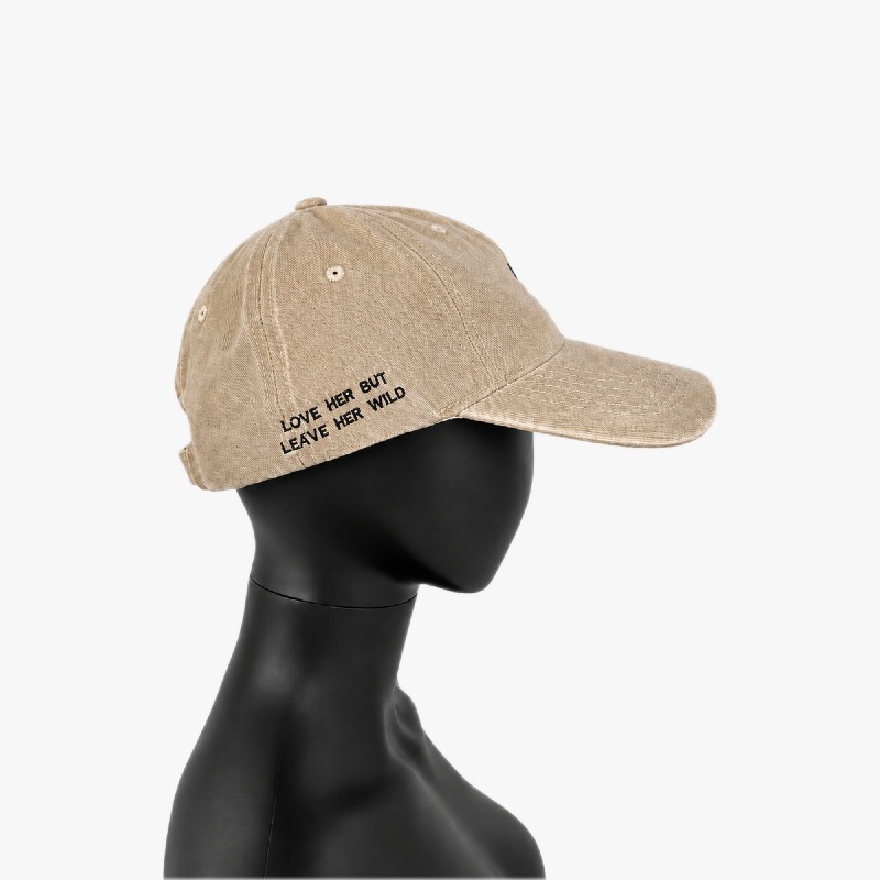 Beige Washed Cap with Black Heart Embroidery photo 2