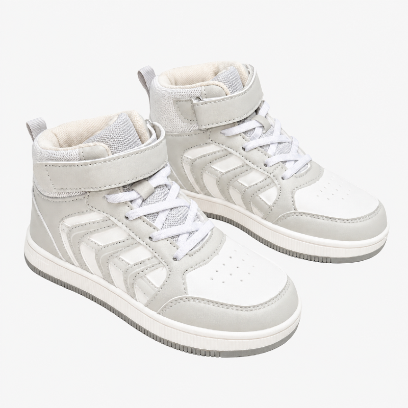 Grey & White High-Top Kids' Trainers