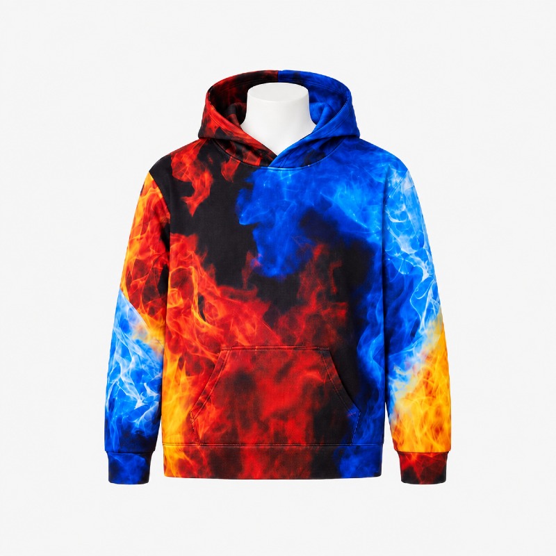 Fire & Ice Flame Print Hoodie