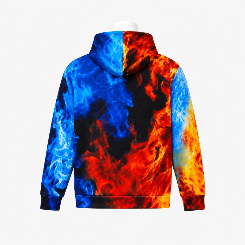 Fire & Ice Flame Print Hoodie photo 2
