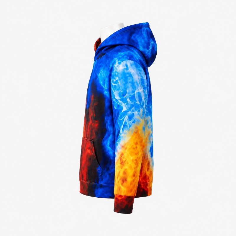 Fire & Ice Flame Print Hoodie photo 3