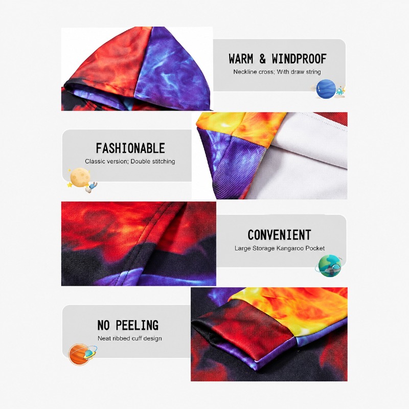 Fire & Ice Flame Print Hoodie photo 4