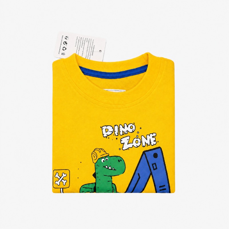 Dino Zone Digger Sweatshirt – Kids' Yellow Excavator Print photo 3