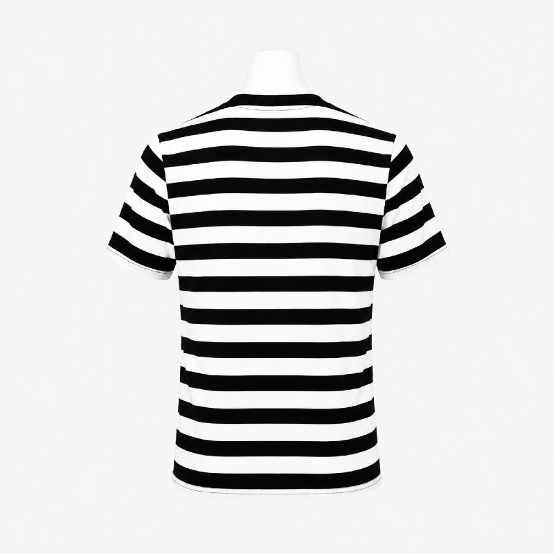 Kids Striped T-Shirt – Black & White  photo 2