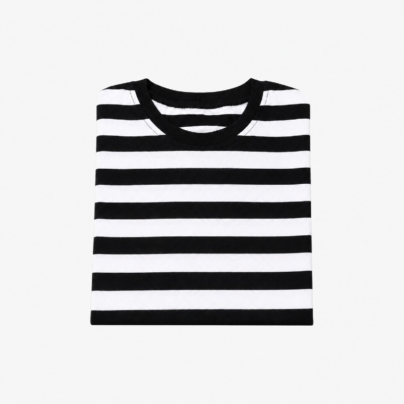 Kids Striped T-Shirt – Black & White  photo 3
