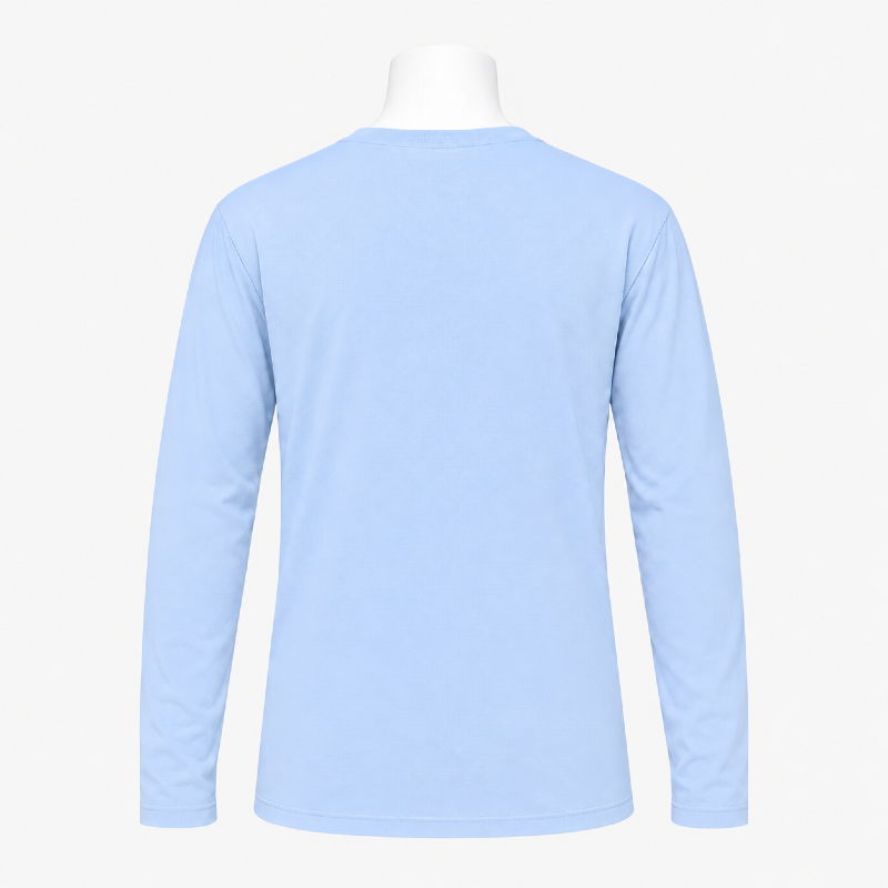 Men's Light Blue Long Sleeve T-Shirt – Cotton, Round Neck photo 2