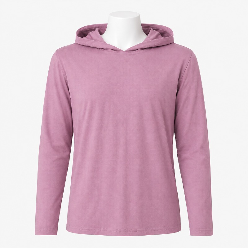  Dusty Pink Lightweight Hooded Long Sleeve Top
