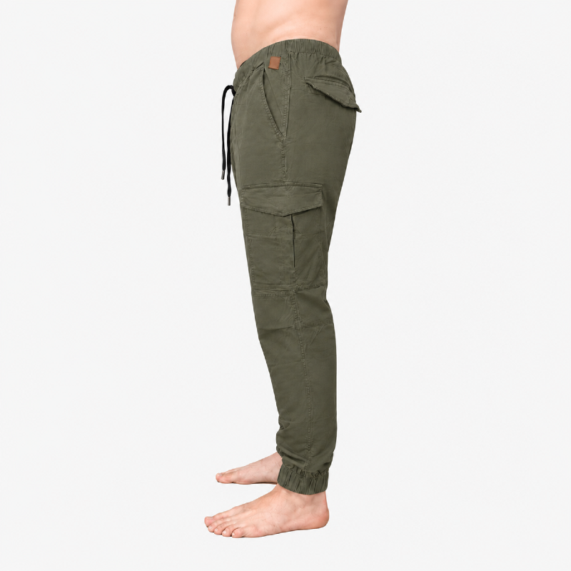 Men's Khaki Green Cargo Joggers photo 3