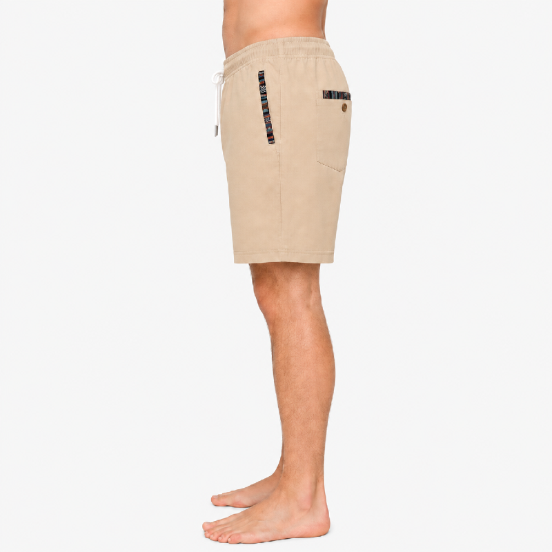 Men's Beige Shorts – Aztec Trim Detail photo 3