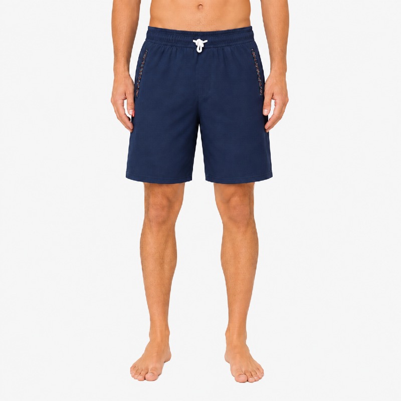  Men's Navy Shorts – Aztec Trim Detail