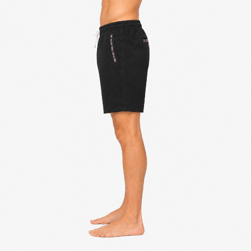 Men's Black Casual Shorts with Aztec Trim photo 3