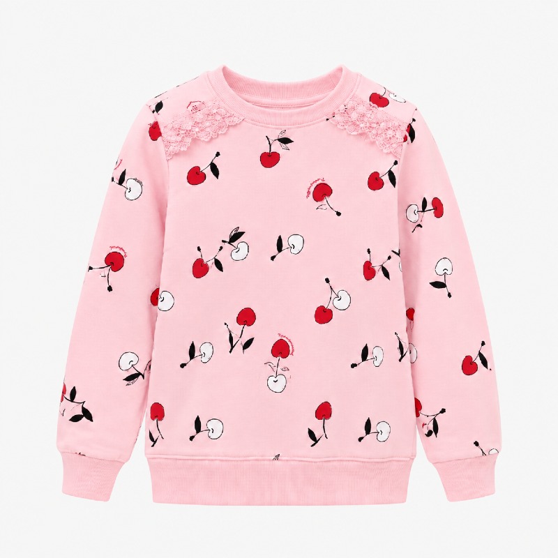 Girls' Codkkre Pink Cherry Print Sweatshirt