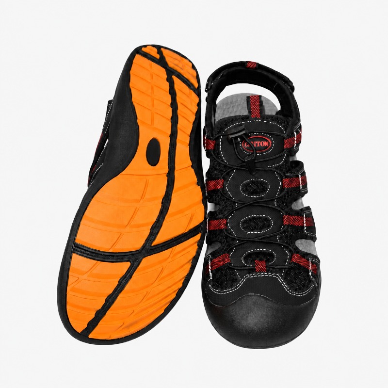 GRITION Men's Closed-Toe Hiking Sandals – Black/Red photo 4