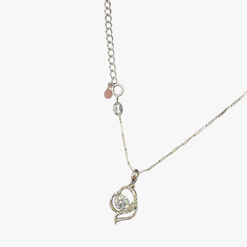 Silver Heart Crystal Pendant Necklace 925 silver photo 2