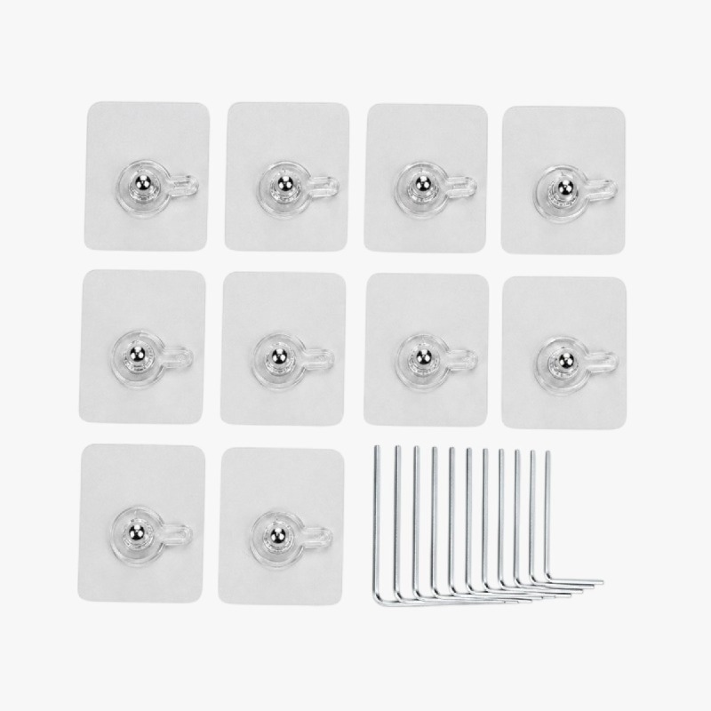 Clear Adhesive Wall Hooks – 10 Pack photo 4