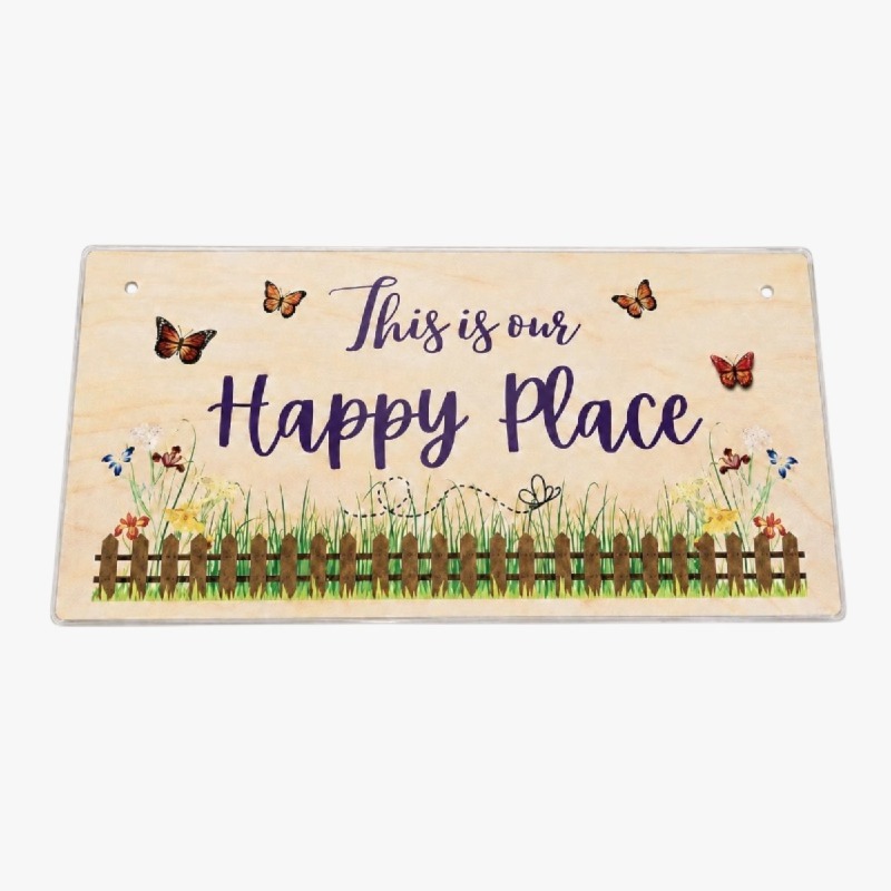 “This Is Our Happy Place” Decorative Garden Sign