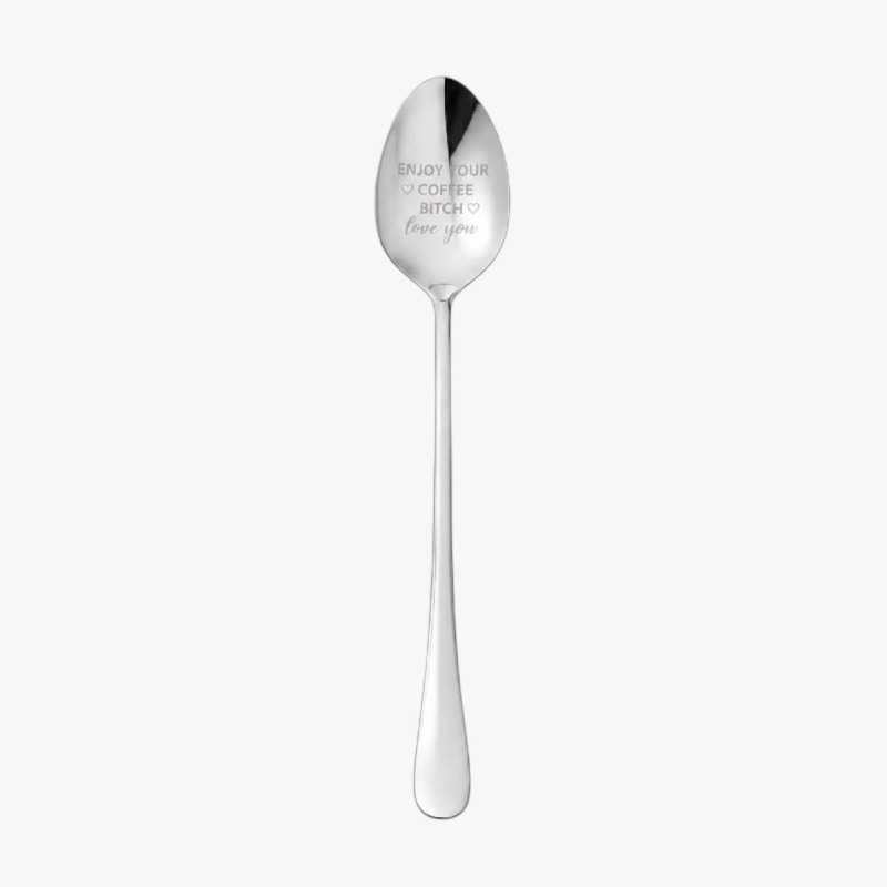 Novelty Engraved Coffee Spoon – “Enjoy Your Coffee B*tch, Love You”  photo 2
