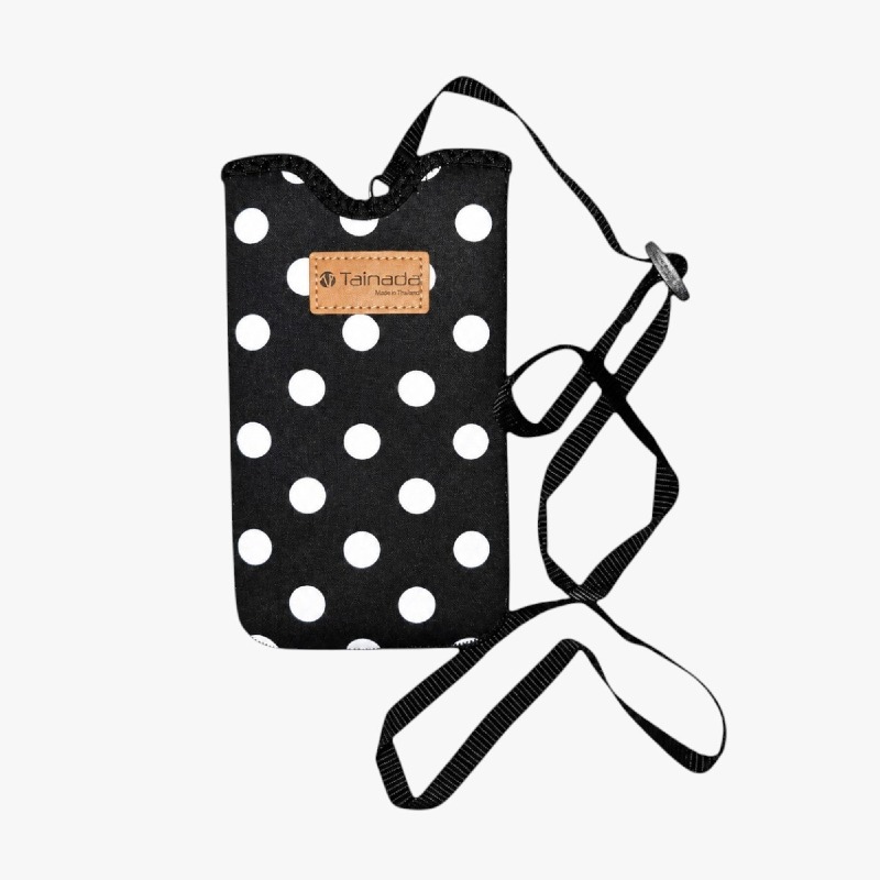 Polka Dot Neoprene Phone Pouch with Crossbody Strap