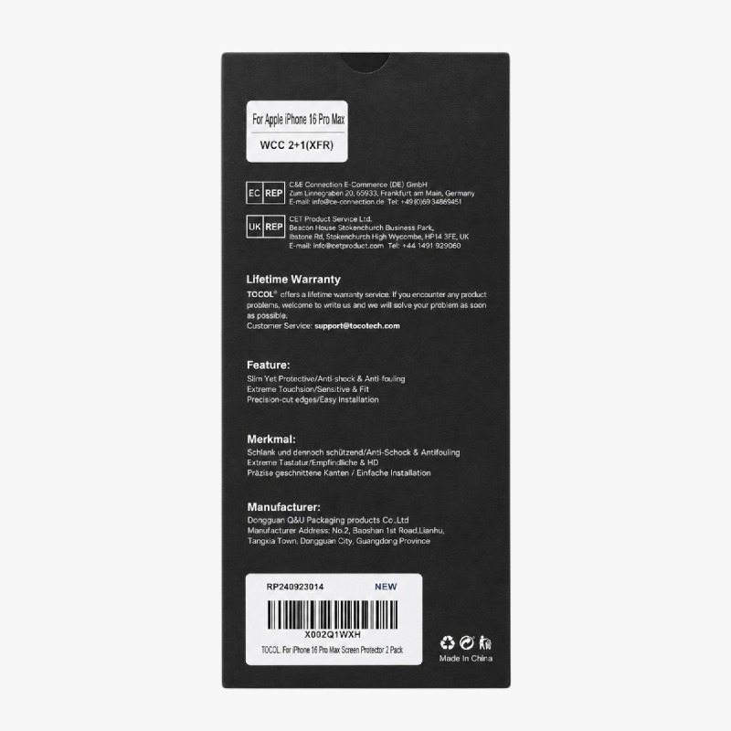 TOCOL Tempered Glass Screen Protector – iPhone 16 Pro Max, 2-Pack photo 3