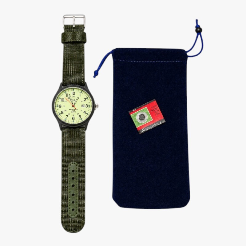 SOKI Military Style Quartz Watch – Olive Green Canvas Strap