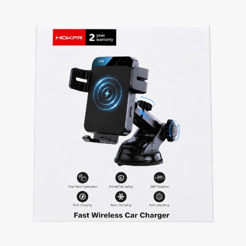 MOKPR 15W Fast Wireless Car Charger Phone Mount
