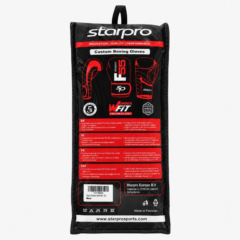 Starpro F55 Boxing Gloves – 8oz, Black & Red photo 3